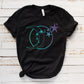 Moon and shooting stars gradient black short sleeve tee shirt