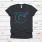 Moon and shooting stars gradient heather grey short sleeve tee shirt